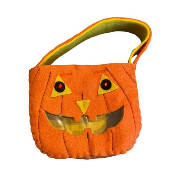 Pumpkin Light Up Eyes Treat Bucket Halloween Jack-o'-Lantern Spooky Season - Picture 1 of 4